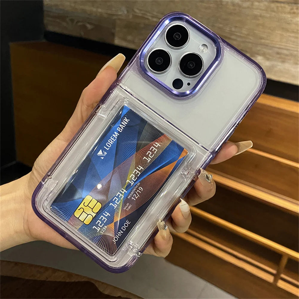 Transparent Card Slot Bag Holder Phone Case for IPhone 15 14 13 11