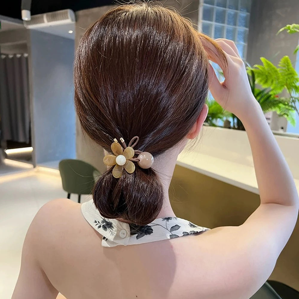 5Pcs New Fashion Women Sweet Hair Tie Set Cute Flower Elastic Hair Bands Hair Ropes Scrunchies Headwear Hairs Accessories