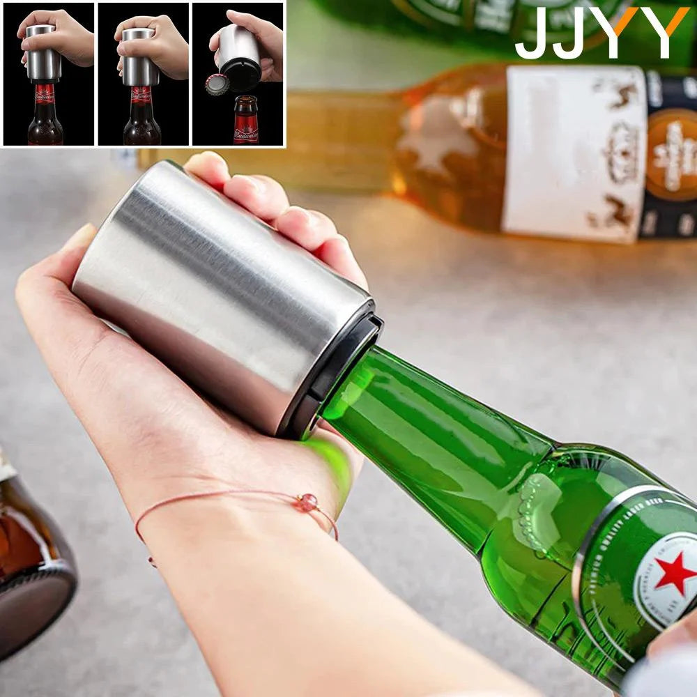 Automatic Beer Bottle Opener Magnet Beer Opener Push Down Opener Wine Beer Soda Cap Opener Stonego Kitchen Accessories