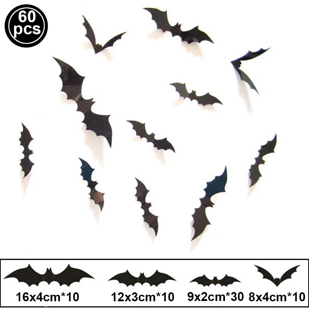 Pack 3D Halloween Hanging Bats Wall Stickers DIY Bat