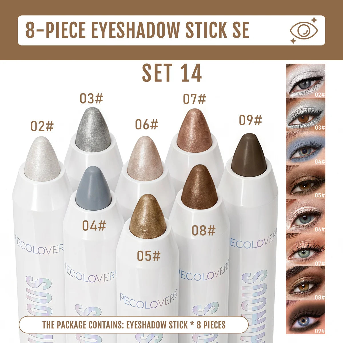 8-Piece Dual-Finish Eyeshadow Stick Set