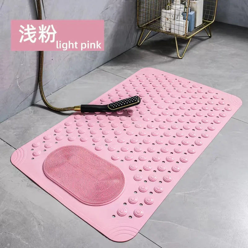 New Non-slip Bath Mat with Suction Cup and Drain Hole, Soft Machine-washable Shower Mat Non-slip Bath Mat
