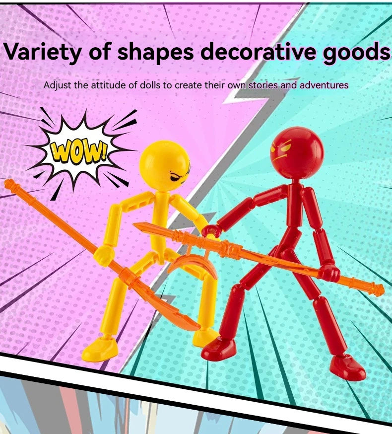 Articulated Stickman Action Figure with Movable Joints Cool Poseable Model Kit Gift for Boys Building Blocks Assembly Toys