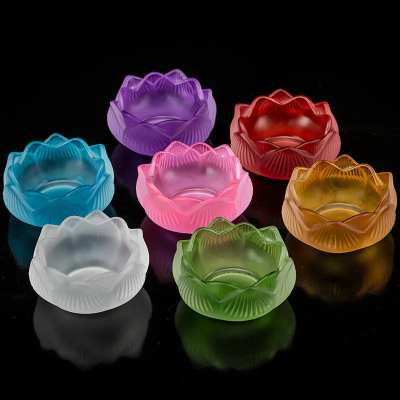 Seven Colors Crystal Incensee Burner Glass Lotus Candle Holders Handicraft Decoration for Home Buddha Mini Zen Cone Censer