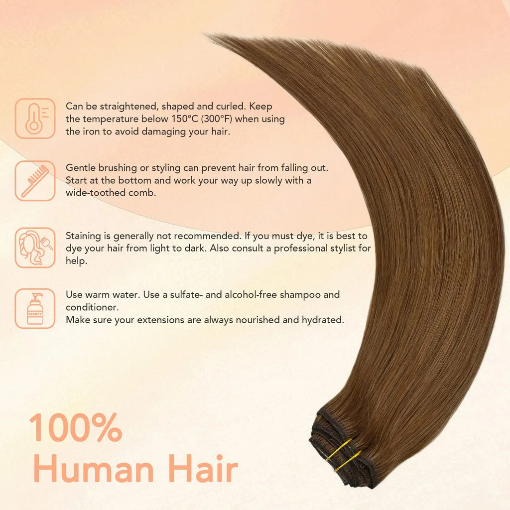 Clip In Hair Extensions #6 Chestnut Brown Double Weft