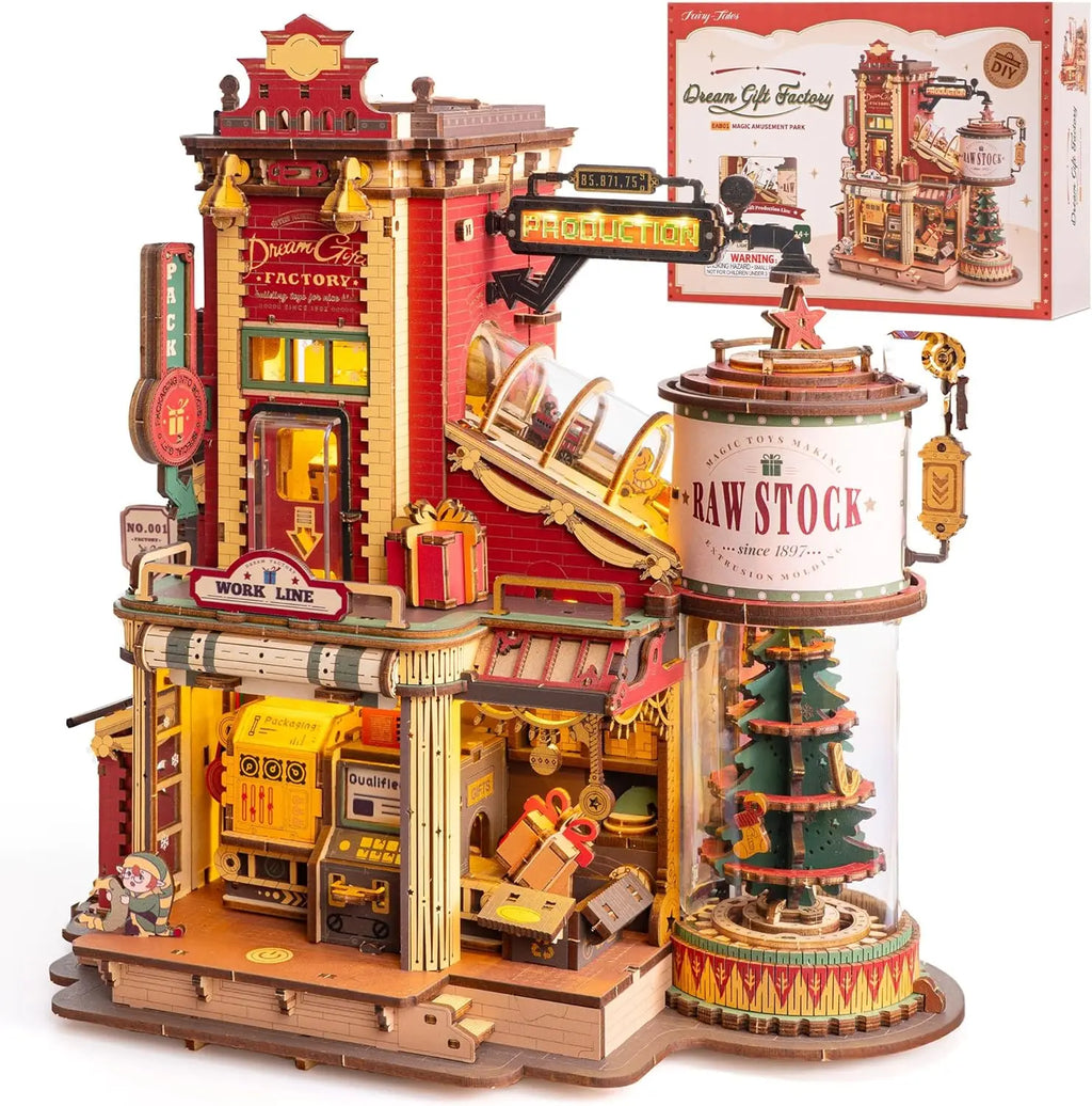 Robotime Wooden Music Box Christmas Dream Gift Factory 3D