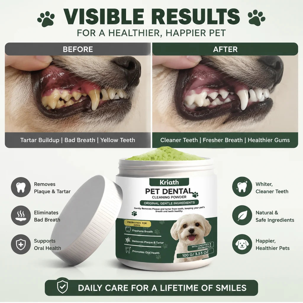 Natural Pet Dental Powder Cat Dog Breath Freshener Oral