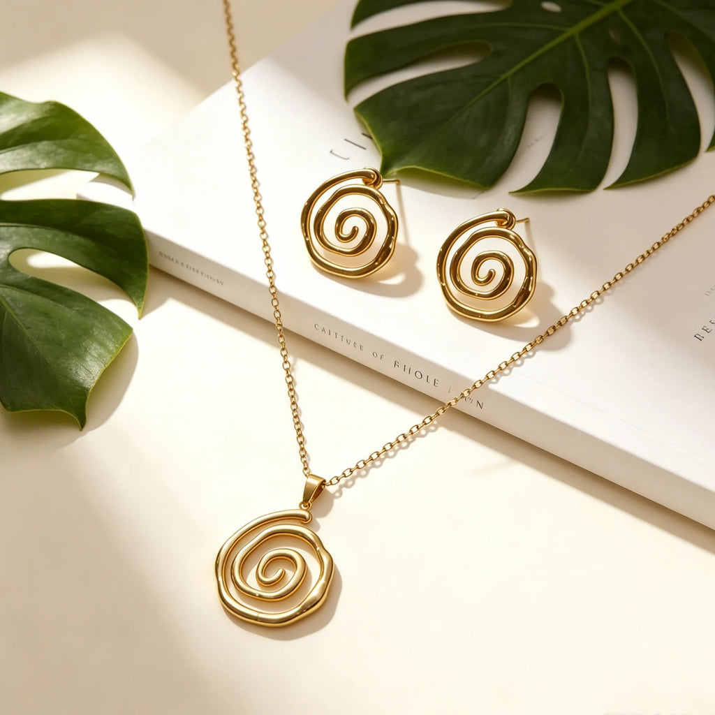 1Set Hollow Monstera Leaf 2Pcs Jewelry Set, Tropical Leaf Necklace Stud Earrings For Women Beach Vacation Wear