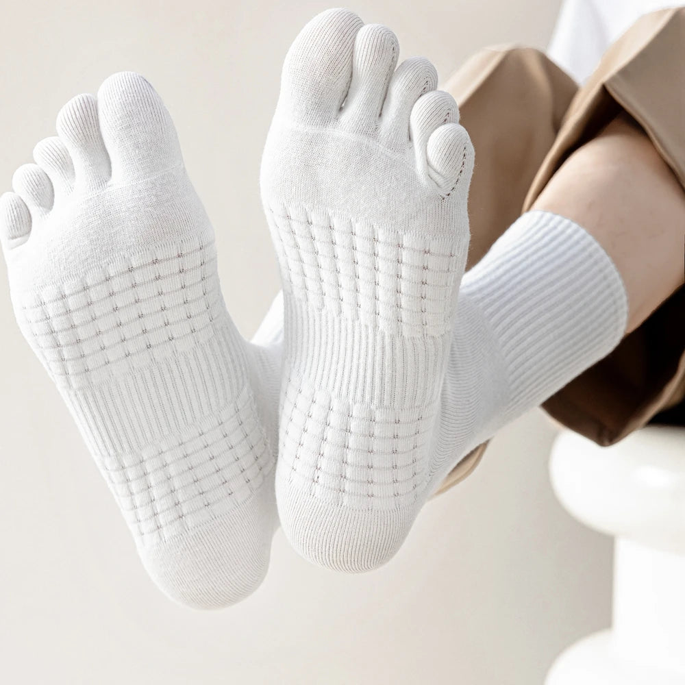 3 Pairs Five Finger Socks Men Anti-slip Sports Athletic Crew Socks Men High Quality Cotton Toe Socks Basketball Middle Tube
