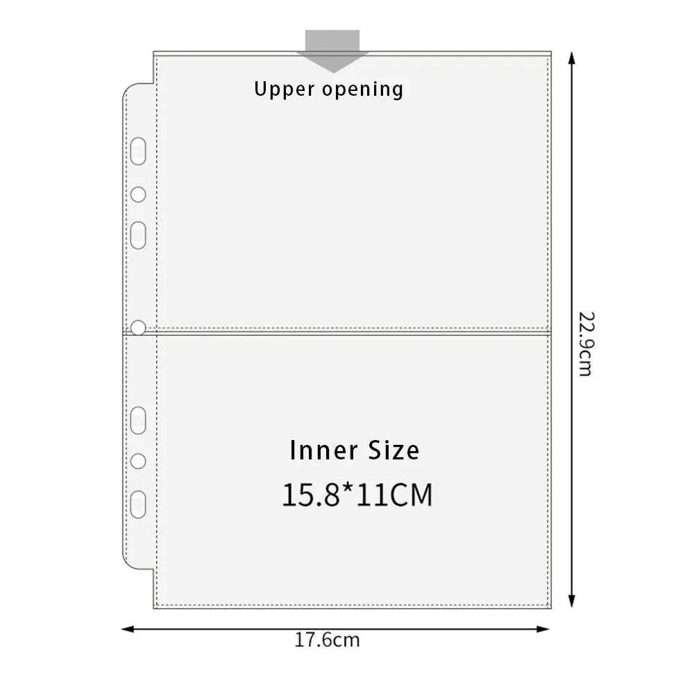 A5 3/7 Ring Photocards Binder Sleeve 1/2/4/6 Pockets Clear Acid Free 6x4 Photo Album Refill Pages Trading Card Postcard Sleeve