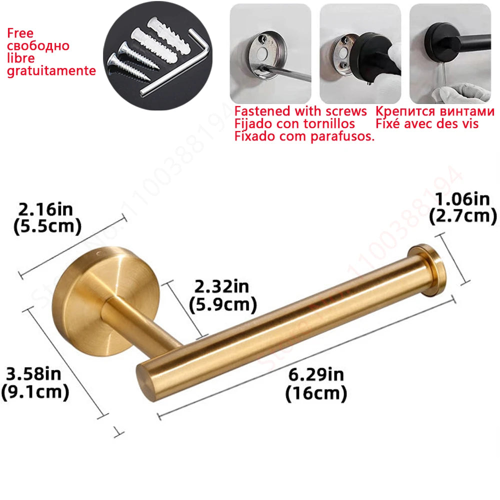 Hanging Paper Roll Towel Holder Bathroom Toilet Storage Stand Kitchen Organizer Napkin Rack Stainless Steel Adhesive Wall Mount