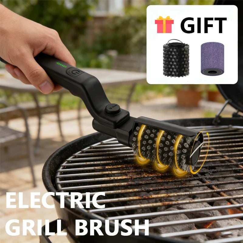Electric Rotary Grill Brush Wireless Stainless Steel BBQ Cleaner Brush 3-Speed Power Control for Outdoor Gril BBQ Accessoires