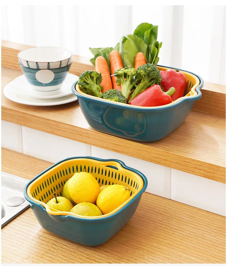 8PCS Kitchen Sink Vegetable Drainer Fruit Basket for Multifunctional Stackable Fruit Washing Basin Vegetable Drain Basket Basin