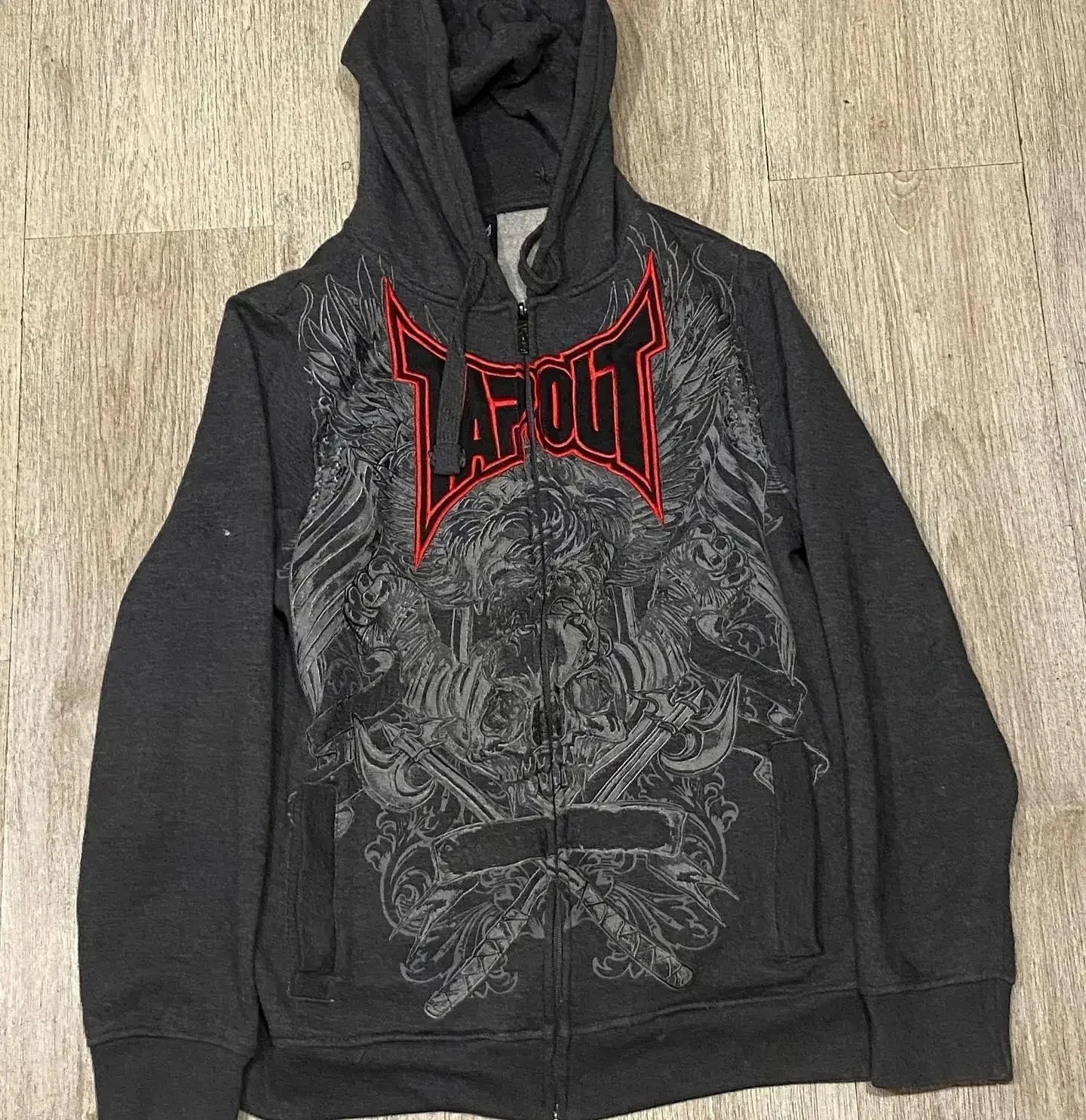 Zipper Hoodie Y2K Harajuku goth Long Sleeve Sweatshirt Oversized Hooded Jacket Gothic Loose Streetwear Skull Anime Men Women