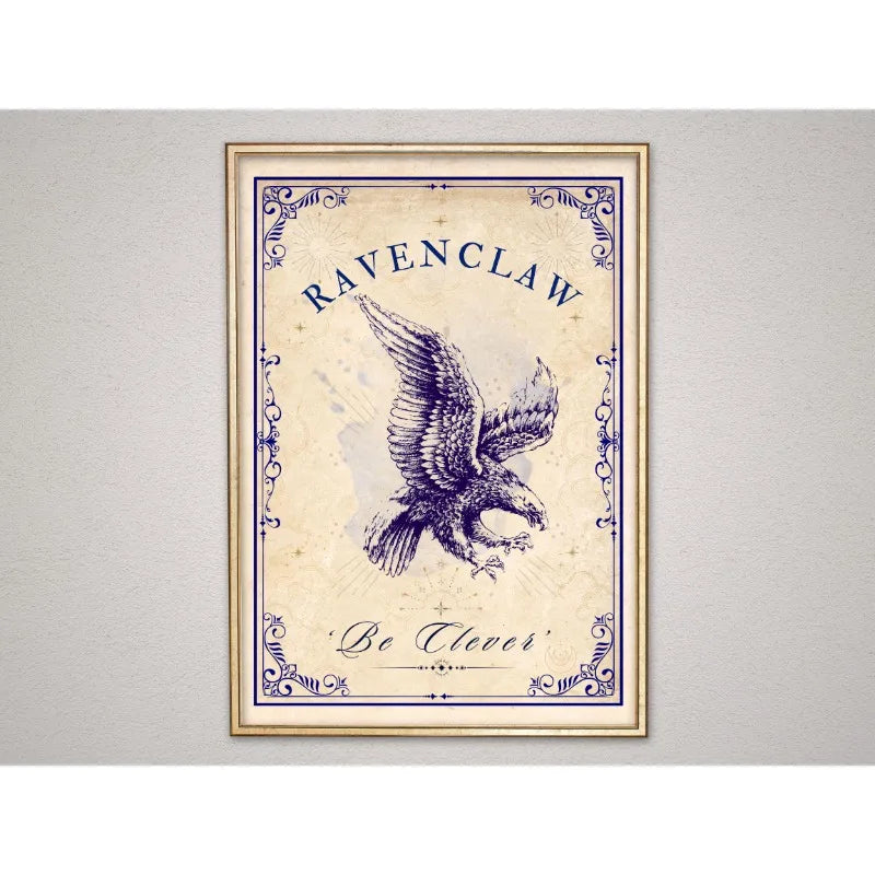 Vintage Wizard School Houses Poster H-Hogwarts Inspiring Quotes Magic World Canvas Painting Wall Art for Living Room Home Decor
