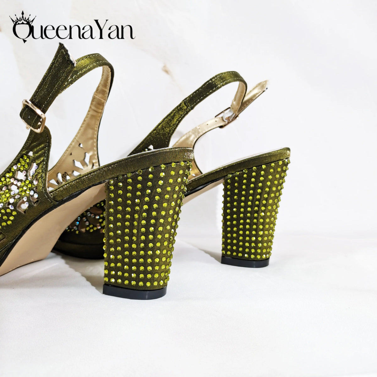 Queena Yan Popularity Olive Color Rhinestone Decoration Design Peep