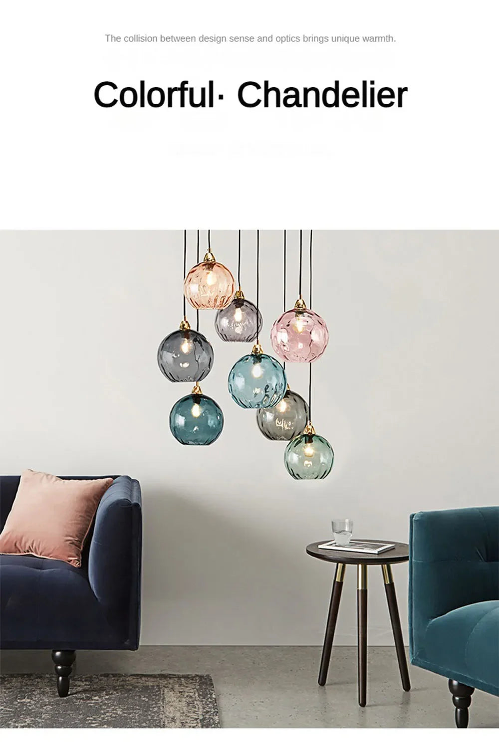 Modern Colored Glass Ball Lustre Pendant Lights Nordic Water Grain Restaurant Kitchen Hanging Light Fixture Bedroom Bedside Lamp