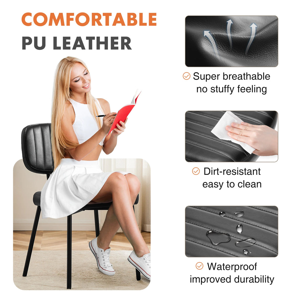 JHK Dining Chairs Set of 2 Ergonomic Lumbar Support PU Leather