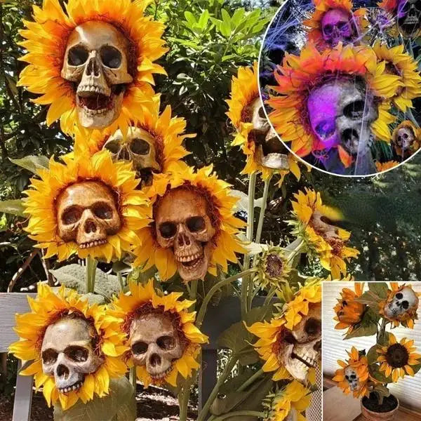 Creepy Skull Sunflower Flowers Skull Festival Art Craft Garden