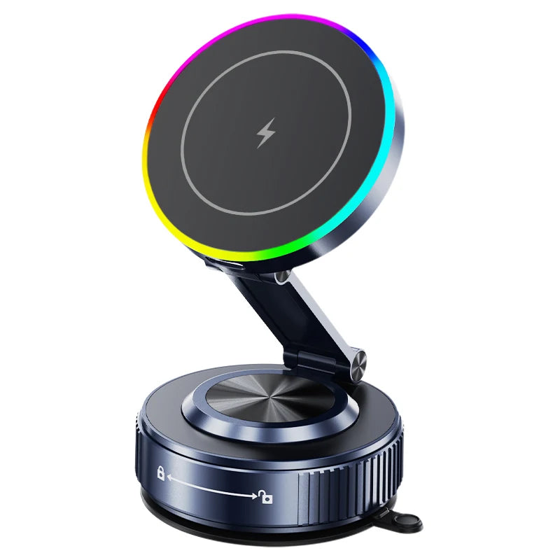15W Car Magnetic Wireless Charger Vacuum Bracket Phone Holder for Magsafe iPhone 17~12 Pro Max Fast Charging Suction Cup Station