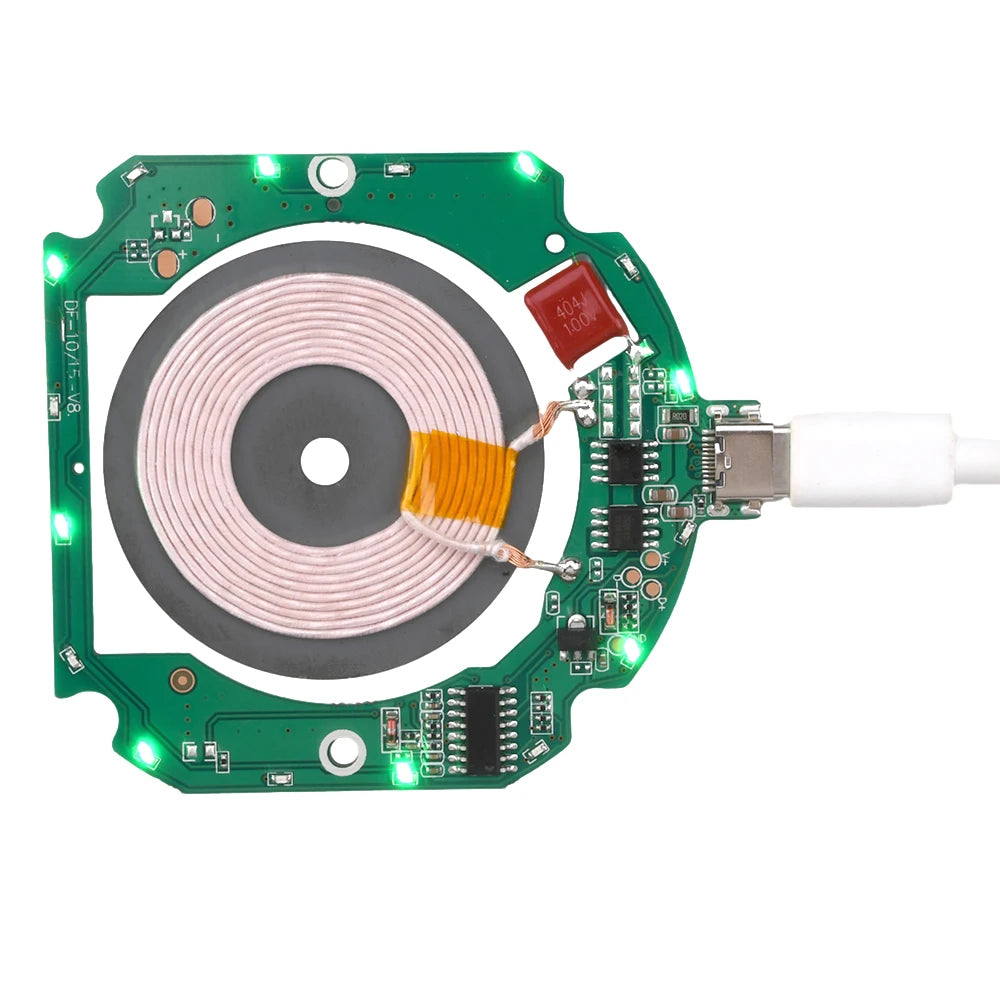 10W 15W High Power Wireless Charger Transmitter Module Type C Micro USB + Coil QC/PD For QI Standard Fast Charging Circuit Board