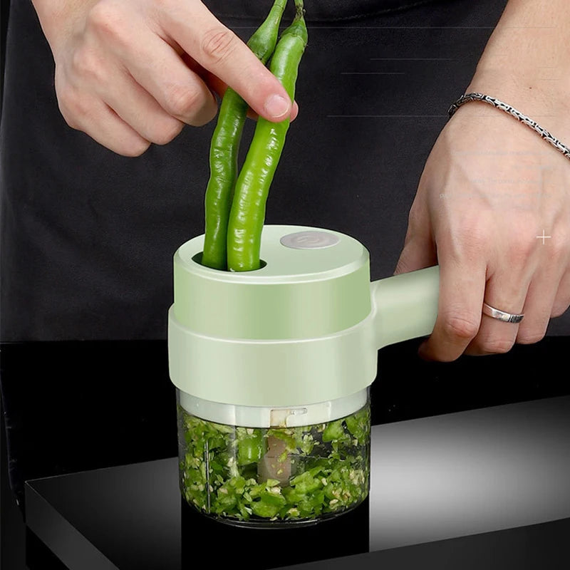 4In1 Electric Vegetable Cutter Set Handheld Wireless Electric Garlic