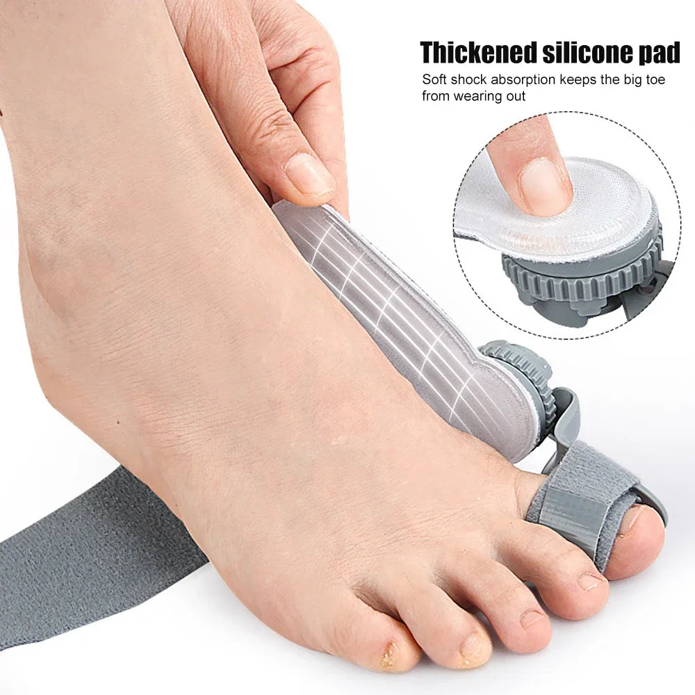 Bunion Corrector for Women & Men - Adjustable Knob Brace with Toe Separator & Anti-Slip Heel Strap, Big Toe Pain Relief (1PC)
