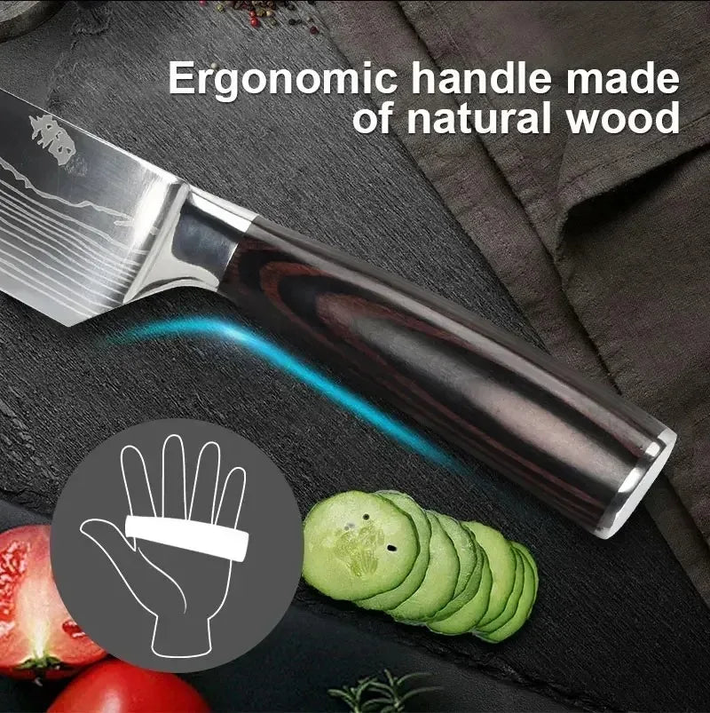 Professional Kitchen Knives Damascus Japanese Santoku Cleaver Slicing Knife Stainless Steel Boning Knife Butcher Cleaver Knife