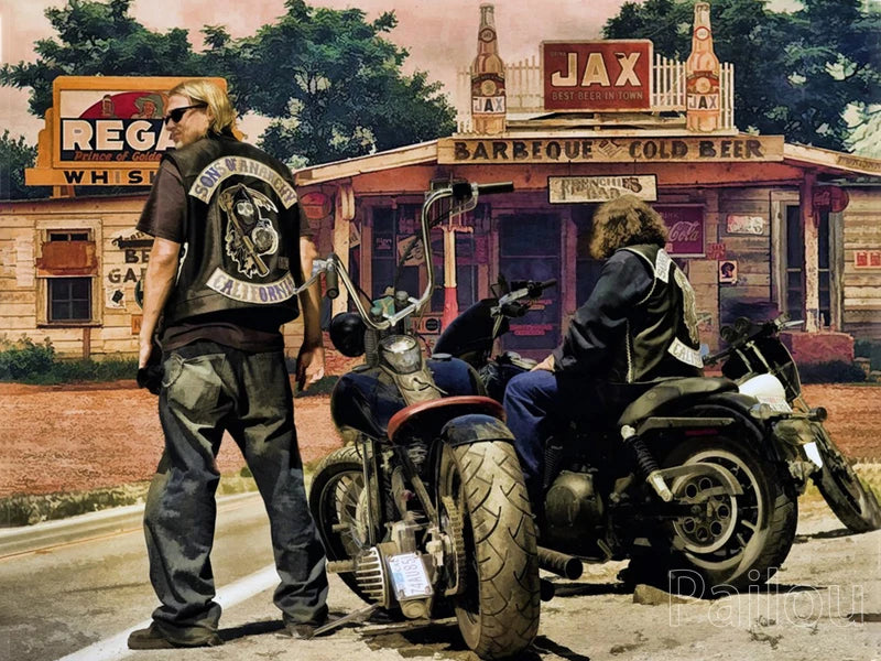 Son Of Anarchy 5D DIY Diamond Painting Full Round Drill Mosaic Death Skull Motorcycle Cross Stitch Handwork Home Decor