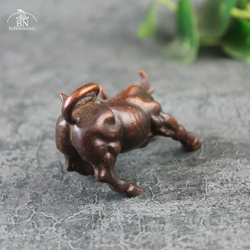 185g Wall Street Brass Bull Animals Statue Handmade Home Decor Ornaments Crafts Copper Miniatures Figurines Desk Decoration Gift