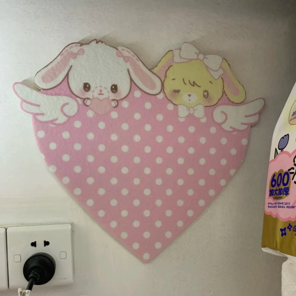 New Cute Cartoon Bunny Felt Decoration Cork Board Wall Photo Message Board Wall Punch-free No Damage The Wall Room Decoration
