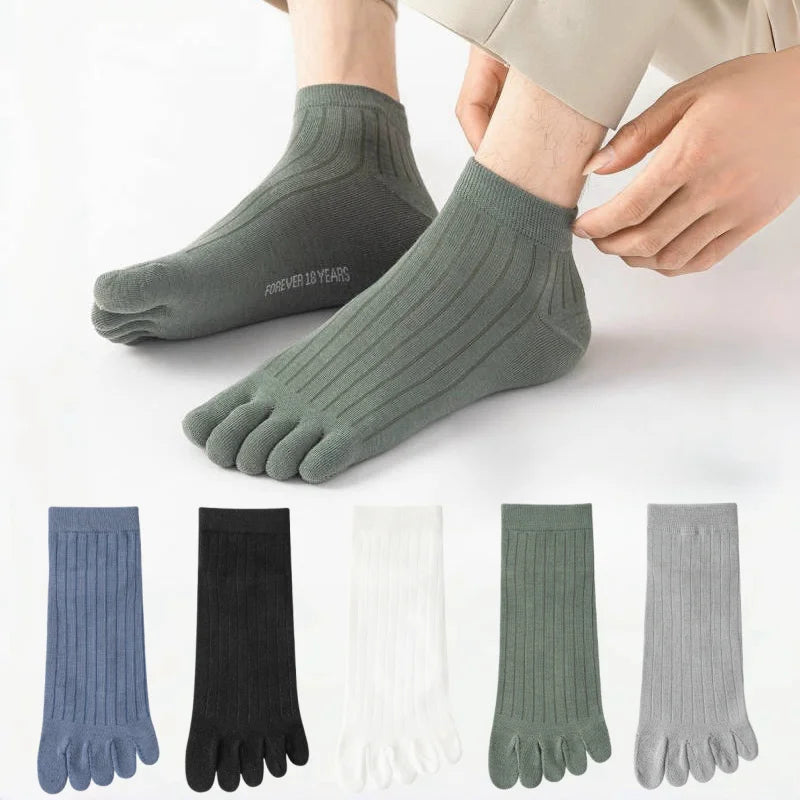 1/3/5 Pairs Mens Five Finger Socks Breathable Ankle Short Socks Thin Cotton Toe Socks with Separate Fingers Fashion Sports Socks
