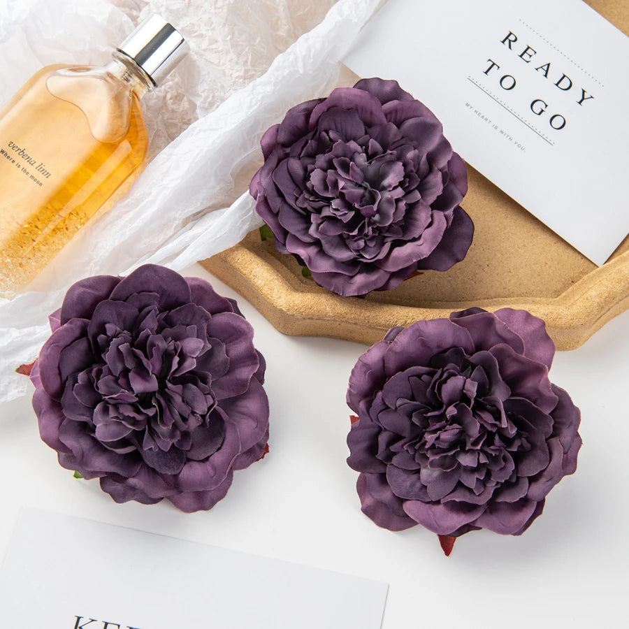 5/10Pcs Silk Dahlias Artificial Flower Home Decor Wedding Diy Rose Arch Christmas Garland Material Fake Peony Bridal Accessories