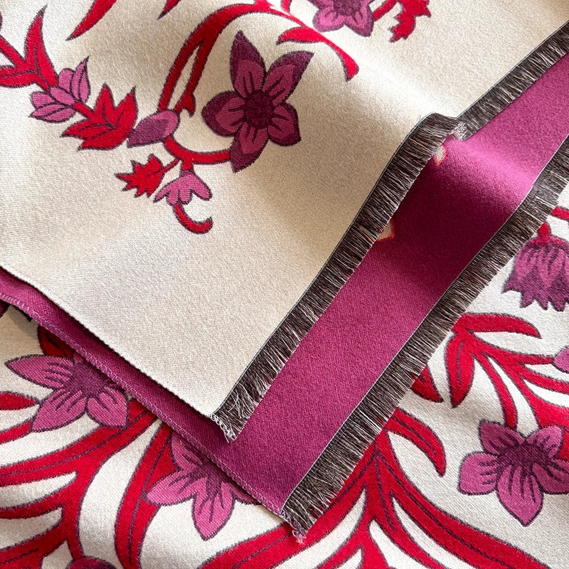 Women's Winter Luxury Thick Warm Pashmina Wrap Imitation Cashmere Scarf with Striped Jacquard Design for Casual Wear