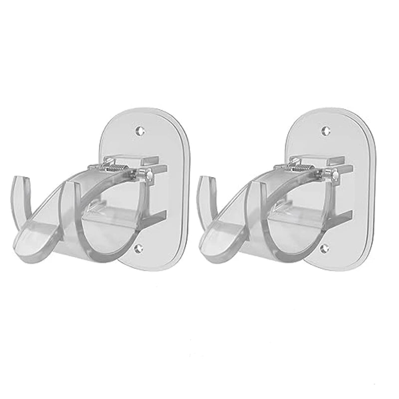 2PCS Curtain Rod Bracket Holder Self Adhesive Wall Mount fits Support Curtain Curtain Rod Curtain Rod Hooks for Bathroom Kitchen