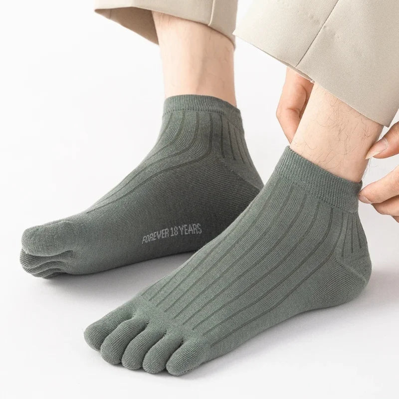 1/3/5 Pairs Mens Five Finger Socks Breathable Ankle Short Socks Thin Cotton Toe Socks with Separate Fingers Fashion Sports Socks