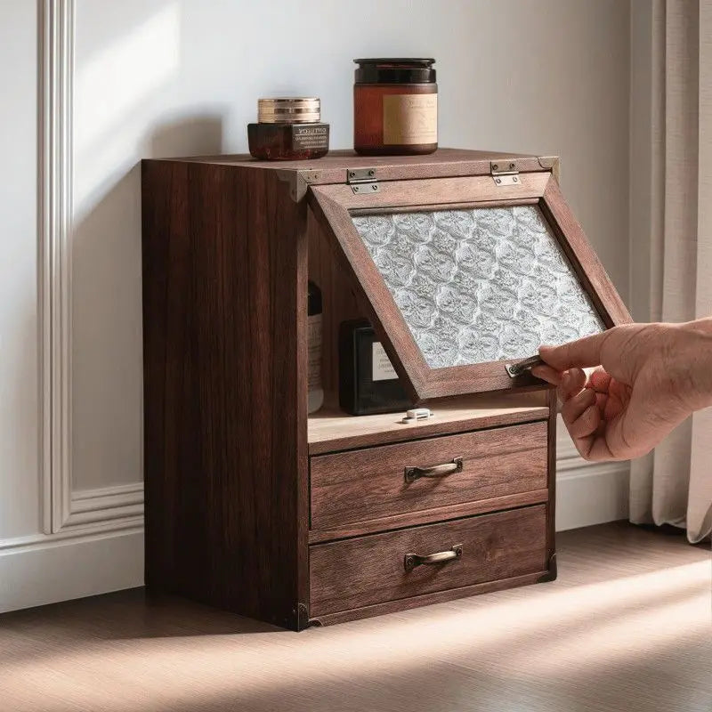 Household storage cabinet multi-layer solid wood storage cabinet wall-side large-capacity storage drawer type organizer kitchen