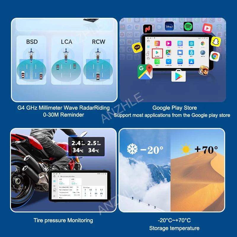 6.1 inch Motorcycle GPS Navigation IP67 Waterproof Wireless Carplay