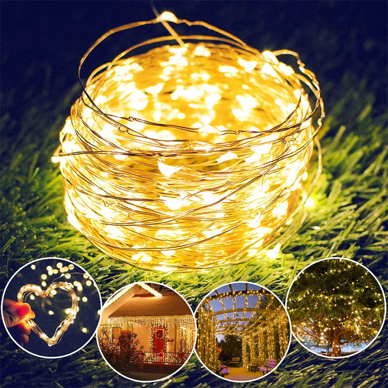 USB Led Fairy Lights Copper Wire String 1/2/3/5/10/20M 200LED