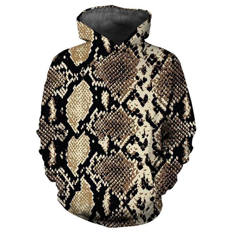 Personalized Snakeskin Pattern Hoodies Fashion Trend Long Sleeve