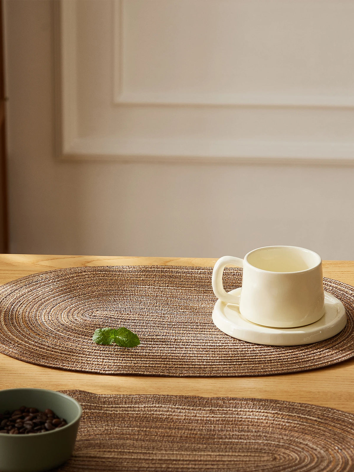 Set Oval Rop Cotton Braided Table Place Mats Braided