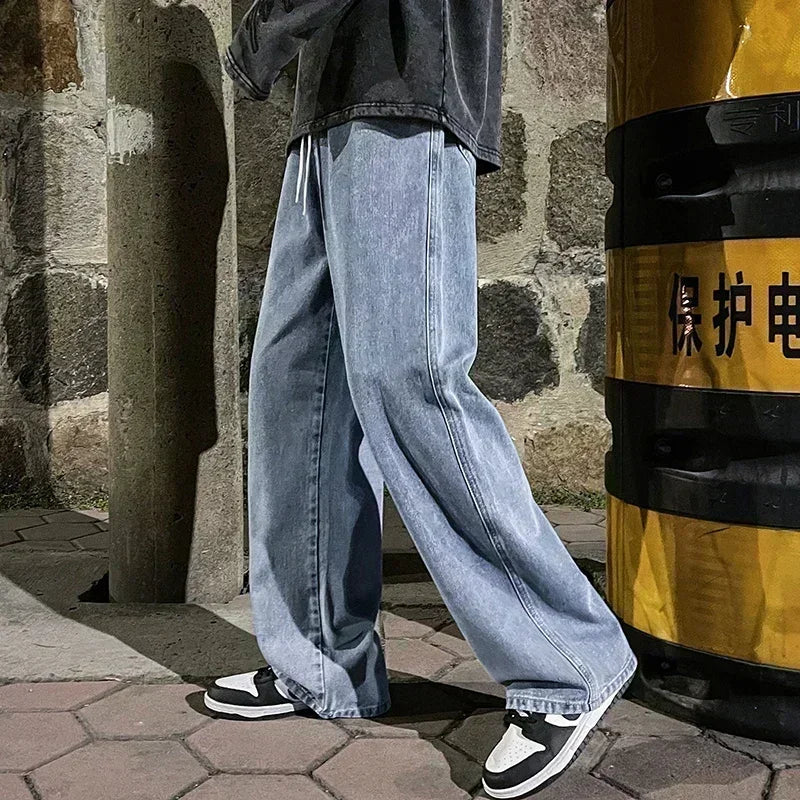 Men's Korean-Style Loose Wide-Leg Jeans