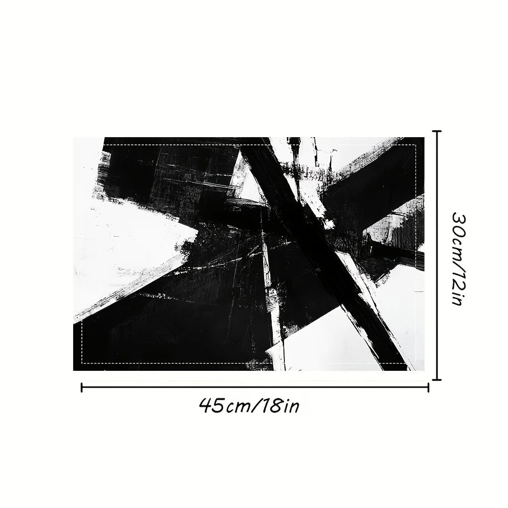 Black and White Brush Stroke Placemats Set