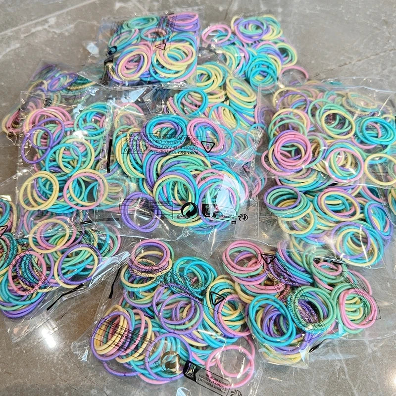 [50/100Pcs] Baby Rubber Band Does Not Hurt The Hair Small Thumb Ring High Elastic Thread Toddler Seamless Scrunchies Set