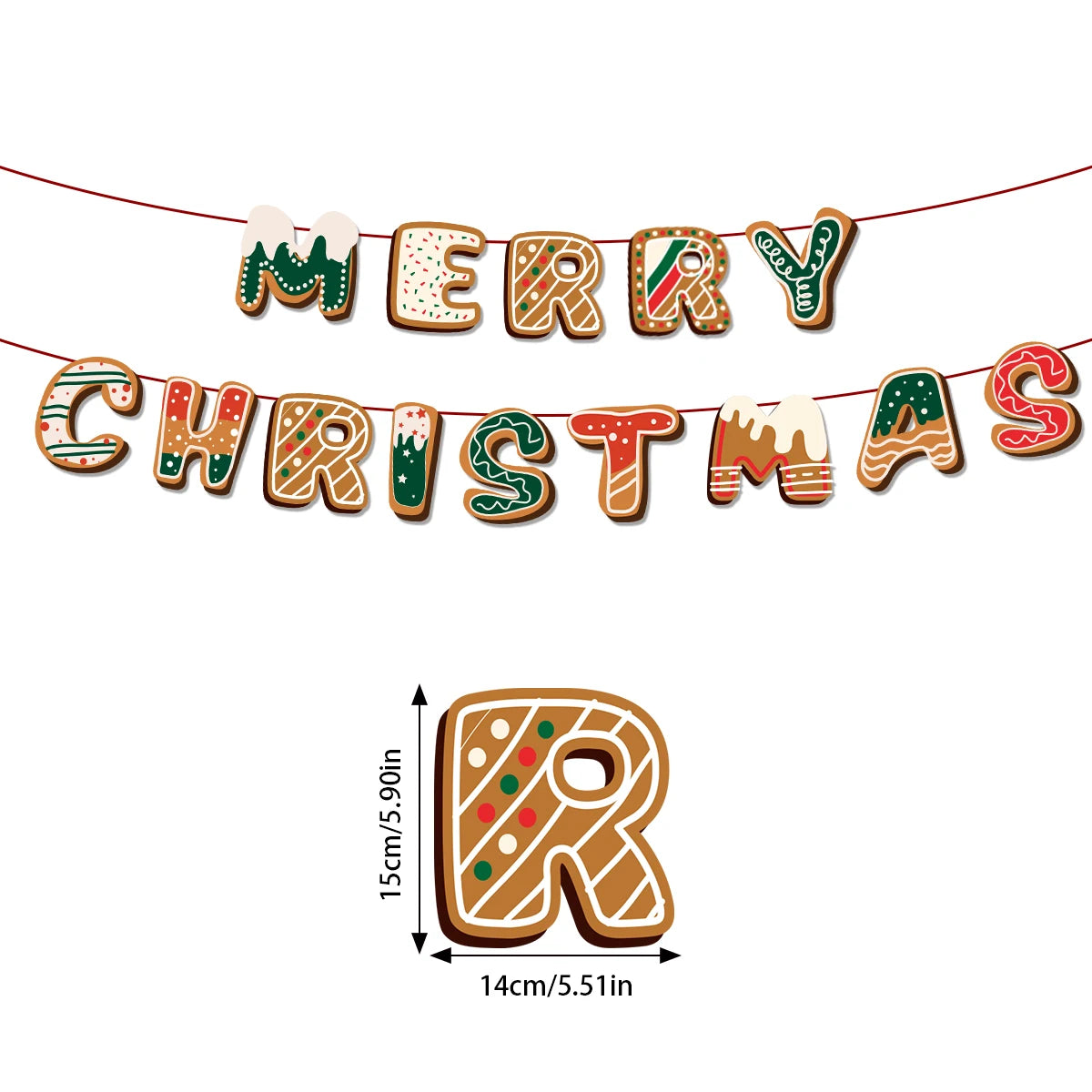 1Pcs Merry Christmas Hanging Garland Banner Paper Santa Snowman Christmas Stocking Christmas New Year Home Party Decoration