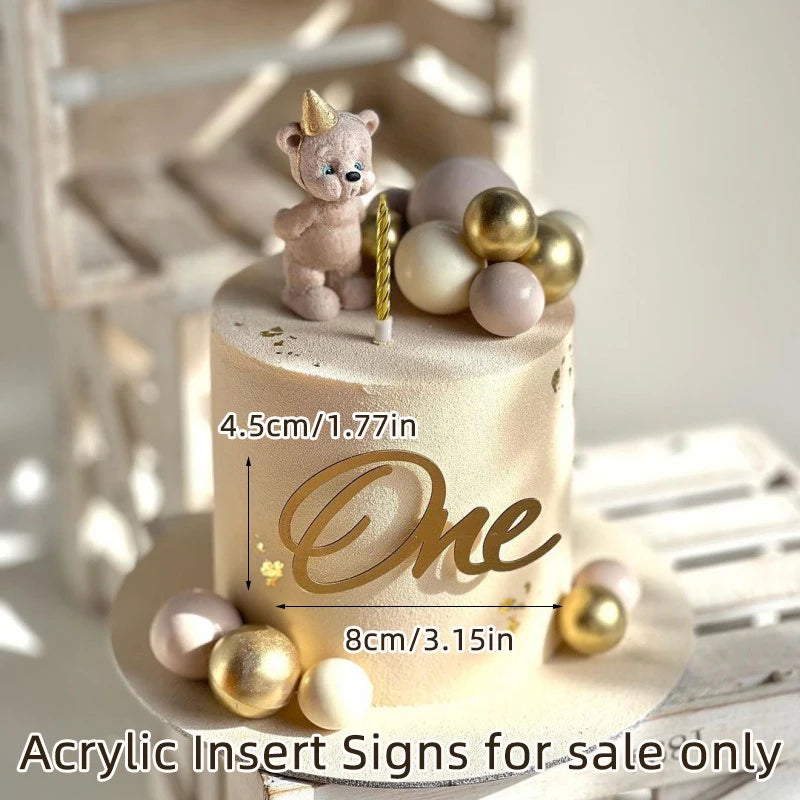 Acrylic Boy Girl Baby One Happy Birthday Cake Toppers Gold Baby 1st Birthday Cake Topper for Kids Birthday Party Cake Decoration