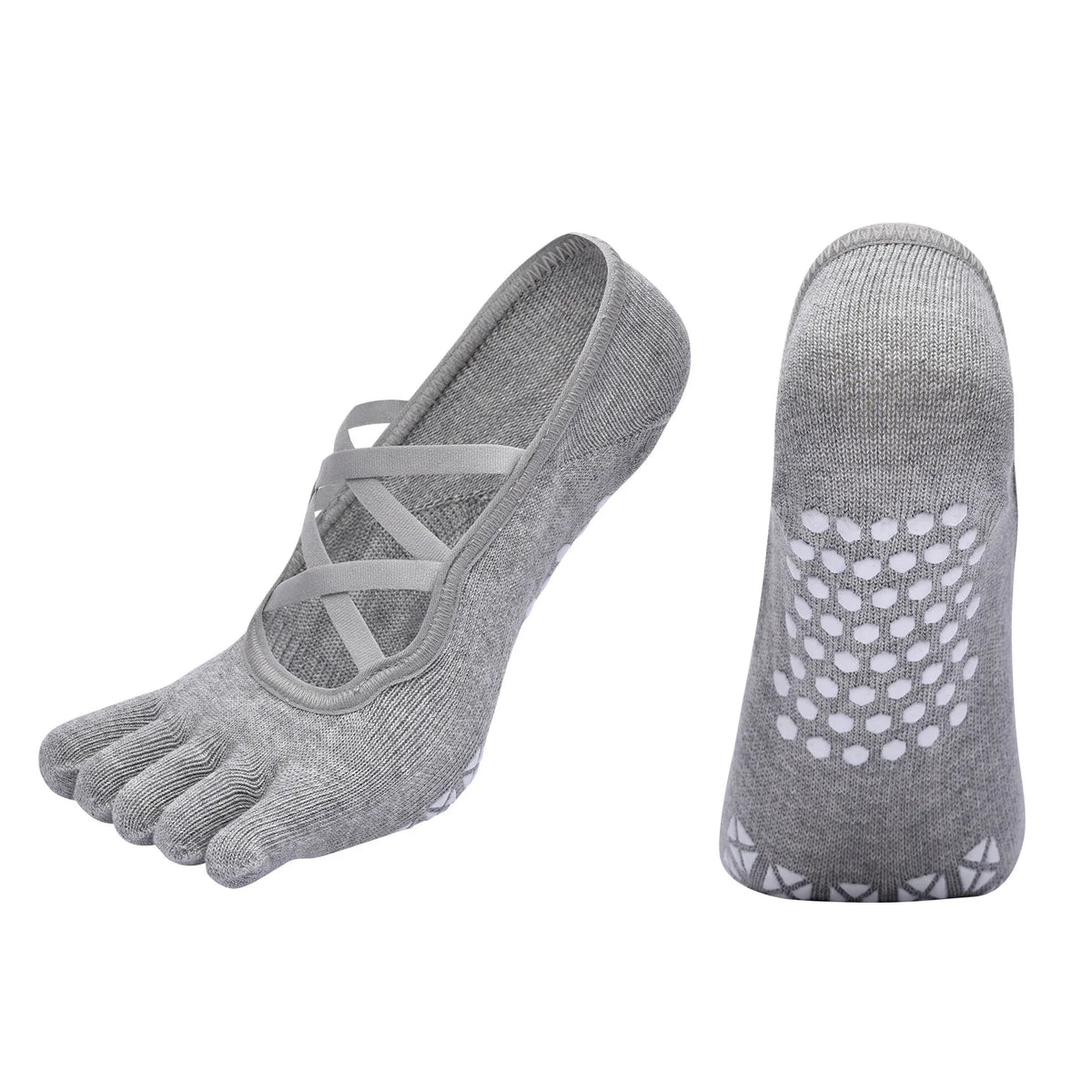 Women Bandage Breathable Pilates Socks Ladies Anti-slip Cotton Backless Sock Five Toes Ballet Dance Fitness Workout Sports Socks
