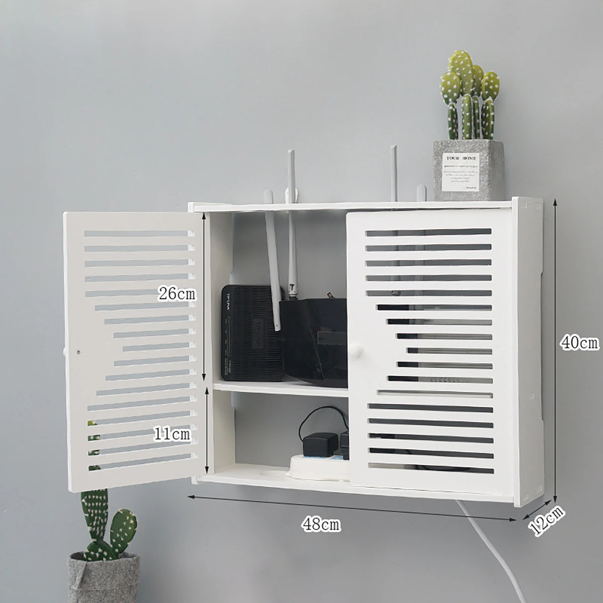 Punch-free Double Layers Wall Shelf TV set-top Box Rack Living Room Router Wall Hanging Storage Box Wireless Wifi Router Shelf