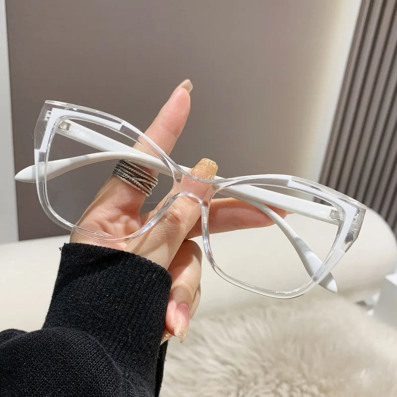 2024 Anti-blue Light Women Cat Eye Eyewear Luxury Metal Frame Oversized Optical Spectacle Eyeglasses Female Vintage Glasses