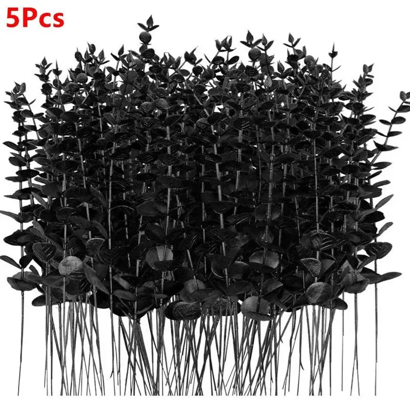 Black Eucalyptus Leaves Stems Maple Leaf Garland Artificial Vines